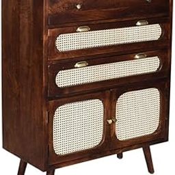 Jodhpur Art Handicraft - Sheesham Wood Chest of Drawers, Rattan, Walnut Finish, 86L x 41W x 122H cm-image-51