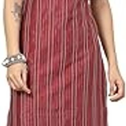 Women's Self Woven Striped Cotton Blend Straight Kurta Pant Set-image-6