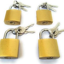 Hookcart 25mm Small Brass Lock and Key, Pressing Padlock for Luggage, Suitcase, Baggage, Travelling - Gold, Pack of 4-picture-37