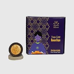 Golden Organic Havan Cups/Sambrani Cups Set - 4 Golden Cup with Ceramic Stand ? Sambrani Dhoop Cups for Meditation, Jatamassi, Loban, Guggal, Prayer, and Spiritual Rituals-image-16