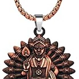 Lord Kartikeya Metal Pendant With 22 Inch Box Stainless Steel Chain | Murugan Necklace for Men & Women | Hindu Religious Spiritual Jewelry-image-83