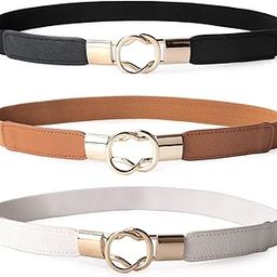 Pack Of 3 Women’s Stretchable Waist Belt With Double Ring Buckle – Elegant And Versatile Design For Dresses And Skirts(Black&Brown&White)-image-21