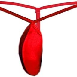 Men Polyester & Spandex New Unique G-Strings Pouch Thong (RED)-picture-12