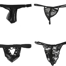 VELURA 4PCS Hot Mens Underwear G-String Briefs Tanga Thongs Lingerie|1 x Bee Hive r|Underwear| Mens Clothing Black-56
