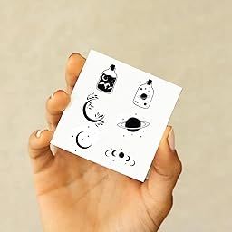 Simply Inked Mini Universe Bundle Semi Permanent Tattoo Designer Semi-Permanent Tattoo for Boys Girls Men Women waterproof Sticker Size: 2 x 2 inch l Blue Black l 2g-image-39