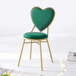Woodilla Heart-Shaped Velvet Vanity | Makeup Chairs, Creative Bedroom Dressing Chairs,Multifunction Cafe/Coffee Chair Decoration Dining Chair Furniture (Green & Gold)-image-36