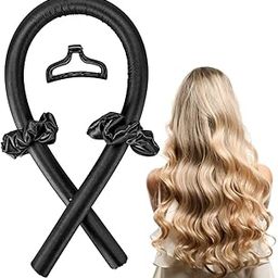 Spoken Heatless Curling Rod Headband No Heat Silk Ribbon Curling Rod Hair Roller Curls with Hair Claw Clip Lazy Natural Soft Wave DIY Hair Rollers Styling Tool for Sleep in Overnight (Black)-18