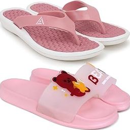 Combo Pack of 2 Slipper/Flip Flops/Slides/Clogs/Sandals for Women (V-Triangle Vs Bear)-image-64