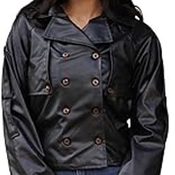 Black Solid Women's Jacket- Faux Leather Fashion Jacket, Full Sleeve Jacket, (11265)-image-29