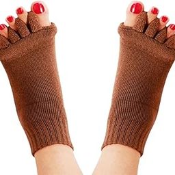 HEALFLEX Foot Alignment Socks - Toe Separator for Bunion, Plantar Fasciitis, Hammer Toes - Pain Relief - Unisex Cotton Socks for Arch Pain Comfort (Brown)-image-69