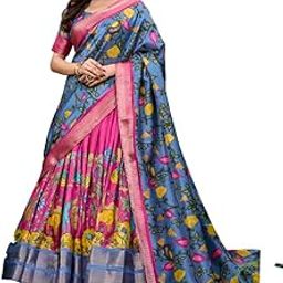 Women's Lehenga Choli Set | Silk with Gotta Patti | Unstitched Blouse & Silk Chiffon Dupatta-HALLY-image-59