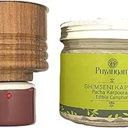 Puyangam Pure Pacha Karpooram and Electric Diffuser| Bhimseni Kapoor | Kapoor Dhani, Meditation, Havan, Room Freshener, Mosquito Insect Repellent (75 gm)-image-94