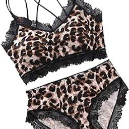 Women's Lace Bralette and Panty Set, Black and Gold Zebra Print Women Bra & Panty Set-image-10