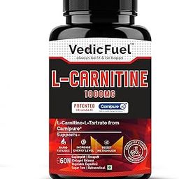 VedicFuel Carnipure® L-Carnitine L-Tartrate 1000mg - Ultimate Pre & Post Workout Supplement for Energy Production | Weight Management | Muscle Recovery | 60 DRcaps® Veg. Capsules-image-56