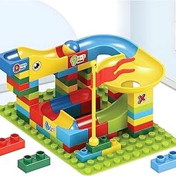 CASWAA Building Blocks Plastic Funnel Track Slide Block Race Marble Run Maze Ball DIY Bricks Assembly Gifts Toys for Children Educational Construction Toy Learning Activity Game (66 Pieces)-31
