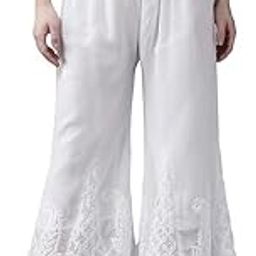 Chikankari by Kraft Women's White Pure Georgette Hand-Embroidered Flared Palazzo-picture-7