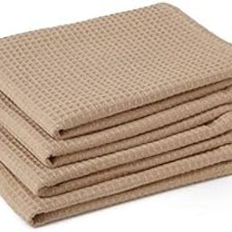 Encasa XO Kitchen Dish Towels Set | Beige | Waffle Weave and Flat Hand Tea Towel | 70x45 cm | Quick Drying Reusable Cotton Washcloths | Multipurpose Lightweight Dishcloths Set of 4-picture-13