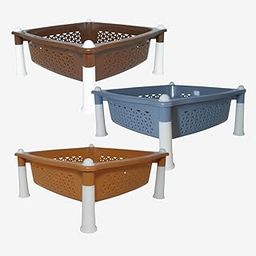 Simply Home Sorto Multipurpose Plastic Storage Rack | 1 Shelf Stackable Organizer Basket Rack for Fruits,Vegetables, Stationery, Toys | Kitchen, Home & Office Use |Pack of 3 | Grey Brown Camel-image-92