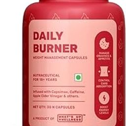 What's Up Wellness Daily Burner Capsules with CarbBliss® & ACV | Weight Loss Supplement For Women & Men | Helps Manage Cravings, Calories & Carbs | 30 Capsules-30