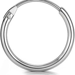 925 Silver Hoop Earring | 92.5 Sterling Silver Round Classic Endless Hoop Gauge 16G ie Thickness 1.2mm | Single Hoop for Men | Silver 12mm-image-77