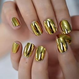 HEAVEN® 24pc Set Of Long French Artificial Nails Full Nail Extension With Free Application KIt (Gold)-19
