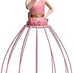 UJEAVETTE Princess Dress Flower Stand Artificial Flowers Display Ornament for Desktop Pink-image-48