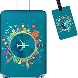 Travelkin Luggage Cover Washable Suitcase Cover Suitcase Protector Anti-scratch Suitcase cover Fits 18-32 Inch Luggage, 3-Dreaming With Tag, XL(29-32inch suitcase)-image-7