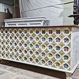 Nazar Art & Craft mango wooden handcarved storage trunk | center table with storage | Antique design Storage Box | Multicolor (W145 x D46 x H63.5 CM)-image-19