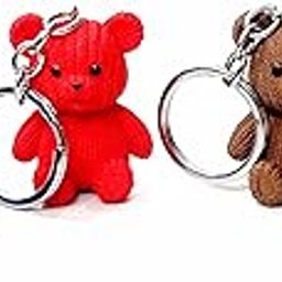 JSR Premium Cute Teddy Bear Keychains Pack of 2 Couple Keychain Knitted Design Multi-Color For Valentines Day Teddy Day Propose Day Gifts For Your Loved Ones-image-4