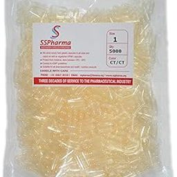 SS Pharma - Empty Hard Gelatin Capsules Size 1 Clear Transparent - 5000 Capsules - DIY Powder Filling-image-53