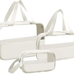Niwlix Travel Makeup Pouch Set Toiletry Bag Cosmetic Organizer Bag for Women and Girls Toiletry Storage Kit Set of 3 - White-image-80