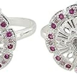 Pure Silver Designer Round Shape Leg Thumb Toe Ring With Multi Color Zircon Stone Bichhiya For Women ~ Pack in 2 Piece (Chandi Thumb Toe Ring)-image-28
