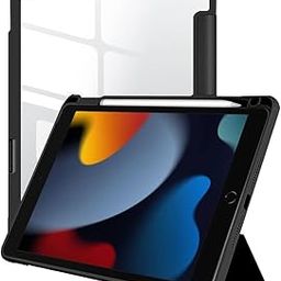 Amazon Basics Smart Case for Apple iPad 9th Gen 2021/ 8th Gen 2020/ 7th Gen 2019 (10.2 Inch) | Trifold Stand with Pencil Holder, Transparent Back Flip Cover (Black)-12