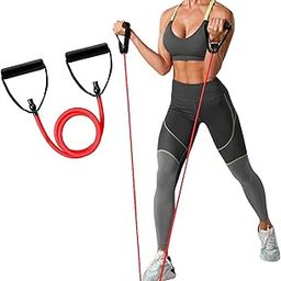 XTRIM Resistance Bands with Non-Slip Grip Handles & Stretchable Bands, Ideal for Glute Work, Toning Booty Legs, Butt, HIPS (Tube - 10 lbs, Red & Black)-picture-12