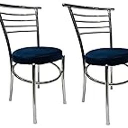 RATISON Steel Dining Chair Home Office Restaurant Hotel Dining Chair Ergonomic Dining Chair with Steel Chrome Polish and leatherite seat with Extra Ring (Stackable Chair) (4, Blue)-6