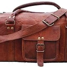 SUMI ENTERPRISES Unisex Handmade Pure Leather Travel Bag Holdall Duffel Flight Cabin Bag Overnight Duffel Weekend Bag (Brown Color) (24 Inch)-image-70