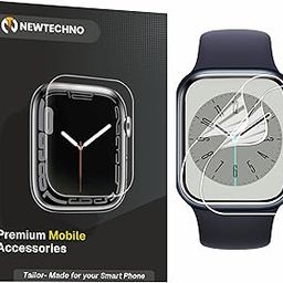 newtechno Silicone Screen Guard Protector Compatible For Apple Watch Series 9/8 / 7,45Mm(Self-Healing Technology + Bubble Free)With Edge To Edge Full Screen Coverage & Easy Installation Kit,Pack Of 2-10
