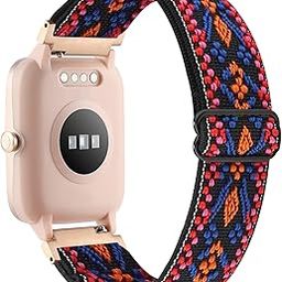 YONWORTH Adjustable Elastic Watch Band Compatible with Veryfitpro ID205L ID205S ID205 ID205U Smart Watch Bands, 19mm Stretchy Nylon Loop Strap Soft Wrist Bands Bracelet Sport Replacement for Women Men-image-63