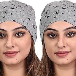 Women's Cotton Lycra Skull Cap (Multicolor_Free Size) (Pack of 2)-image-106