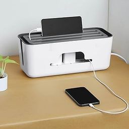 RECLUSE White Cable Management Box with Mobile Charging Dock Holder, Cords Hider & Surge Protector | Power Strip, Router, TV, Gadget Wires Organizer Tray for Desktop, Table - Home, Office Accessories-picture-17