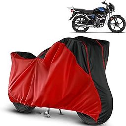 VOICO Water Resistant Bike Cover Dustproof UV Protection Bike Body Cover for Hero Splendor Plus Xtec All-Weather Protection with Red Piping - (Black Red)-image-81