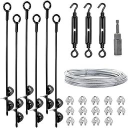 hannger 6 Pack Ground Anchors Shed Anchor Kit with 50FT Galvanized Cable and Clamps, 18" Heavy Duty Earth Anchors for Sheds Trampoline Swing Set Camping Tent Car Port Canopy Dog Runs-image-77