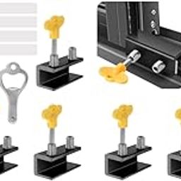 SNOWIE SOFT® 8PCS Sliding Window Locks with Keys Adjustable Security Aluminum Door Lock for Baby Safety Stopper for Home Office School Black-image-25