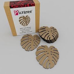 Leaf Shape MDF Wooden Coasters for DIY Craft, Mandala Art, Resin Art, Painting, Decoration Craft Kit (LC_6)-12
