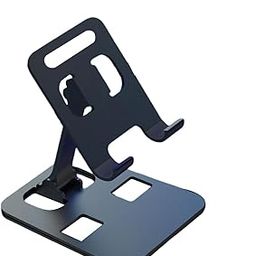 EN LIGNE Cell Phone Stand, 360°Rotation Height Adjustable Phone Holder for Desk, Thick Case Friendly Foldable Portable Metal Base Stand Compatible with All Mobile Phone 4-10" (Aluminum, Black)-picture-0