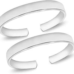 MJ 925 Plain Simple Comfortable Silver Toe Rings in Pure 92.5 Sterling Silver for Women (Leg Thumb Ring)-image-34
