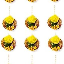 Laxmi Enterprises Flower Maang Tikka for Wedding | Baby Shower | Haldi | Mehandi | Party in Yellow-Foam Colour for Girls and Women (Pack of 12)-image-38