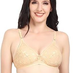 Women's Cotton Chikan Embroidered Bra – Non-Padded, Non-Wired, Low Neck with Wide Bottom Band-12
