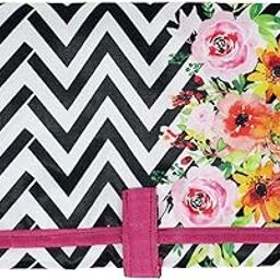 The Rosette Imprint Hair Clip Organizer Pouch - Multi-Purpose Accessory Bag for Girls and Women - Zigzag Floral Design-image-32