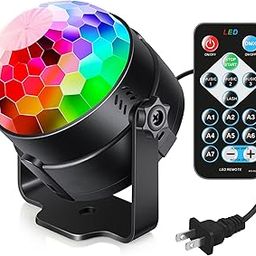 Luditek Sound Activated Party Hid Lights With Remote Control Dj Lighting, Rbg Disco Ball, Strobe Corded Electric Lamp 7 Modes Stage Par Light For Home, Room, Parties, Karaoke, Black-image-1